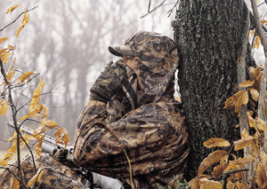 Hunter in a tree stand.
