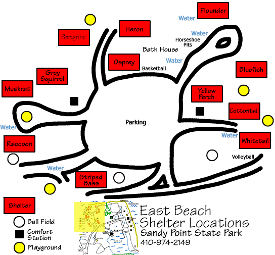 Map of Sandy Point State Park Pavilions