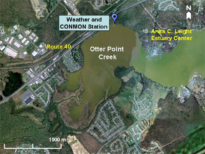 Aerial view of Weather and CONMON Station at Otter Point Creek