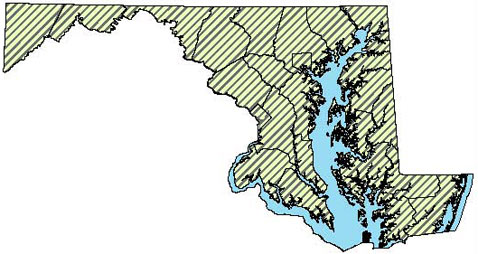 Maryland Distribution Map for Eastern Musk Turtle